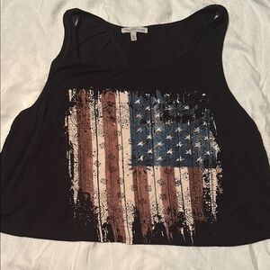 Charlotte Russe Black American Flag Women's Tank Top